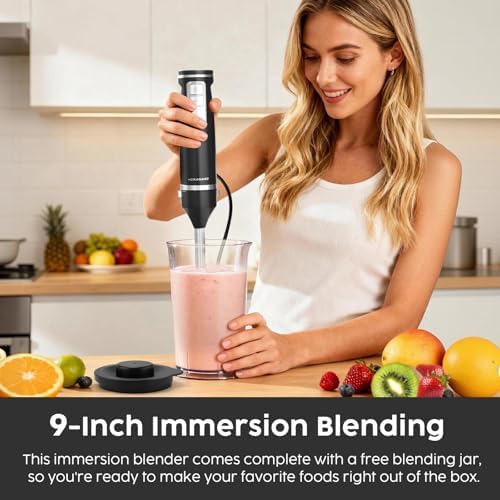 2-in-1 Electric Hand Mixer Immersion Blender, Corded Handheld Mixer Beaters