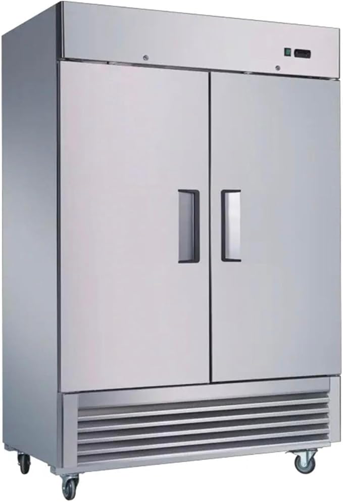 54” Reach-in Commercial Refrigerator with 2 Solid Doors, 49 cu.ft Stainless Steel Merchandiser Upright Freezerless Refrigerator for Restaurant, Bar, Shop, Residential Beverages and Drinks