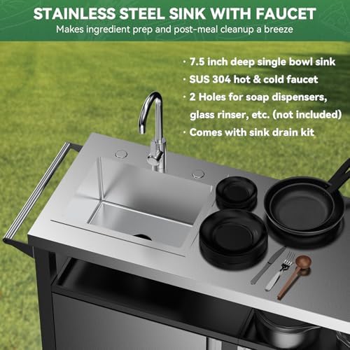 Stanbroil Rolling Grill Table Cart for Outdoor Kitchen Prep, Extra Large