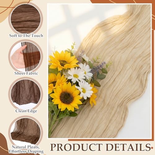 6 Pcs Brown Series Cheesecloth Table Runner 118"