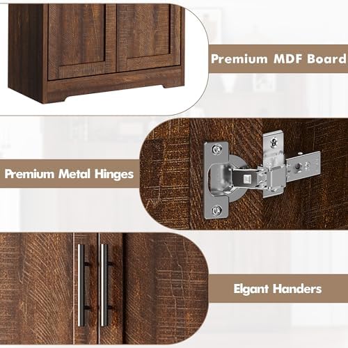 Garvee Kitchen Pantry Cabinet, 70 Inch Tall Storage Cabinet with Doors and Adjustable Shelves, Freestanding Wooden Classic Cupboard for Living Room, Dining Room, Bathroom