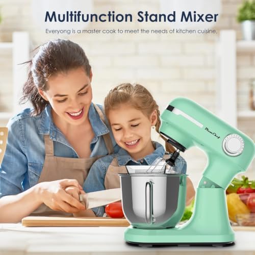 5.5QT Stand Electric Mixer, 12-Speed Kitchen Mixer with Tilt-Head, Stainless Steel Bowl Dough Mixer, Egg Whisk, Dough Hook & Beater Included, Idea for 3-5 Family (Green)