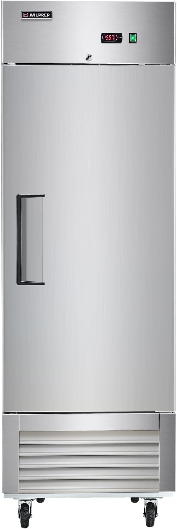 Wilprep Commercial Refrigerator 27" W 1 Door 1 Section ETL-Listed Stainless Steel Upright Fridge 23 Cu.ft Reach-in Solid Upright Fan Cooling Refrigerator for Restaurant, Bar, Shop, etc