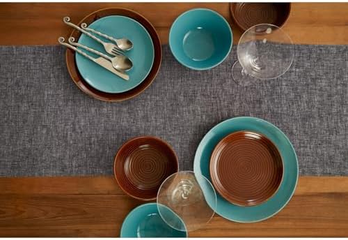 Solino Home 100% Pure Linen Table Runner Black Long, Athena 14 x 156 in