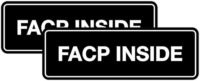 Signs ByLITA Standard FACP Inside Sign | Fire Safety Signage (Black) - Large 2 Pack