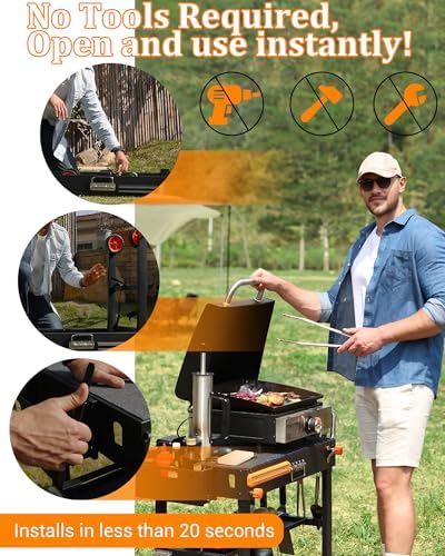 Grill Table and Grill Cover Fit Blackstone Griddle 22” or 17” and stand