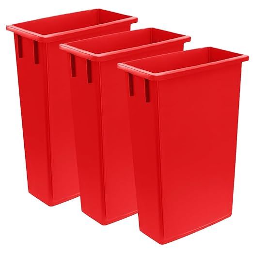 3 Pack 23 Gallon Waste Bin, Heavy-Duty Trash Can, Slim Rectangular Garbage Bin, Durable Waste Container, Recycling Bin, Plastic Wastebasket for Kitchen, Garage, Hotels, Restaurants, Office