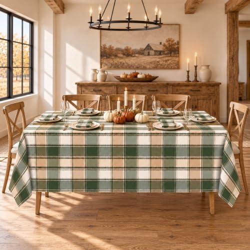 Newbridge Thanksgiving Green Barnhouse Plaid 52 x 70” Rectangle Tablecloth