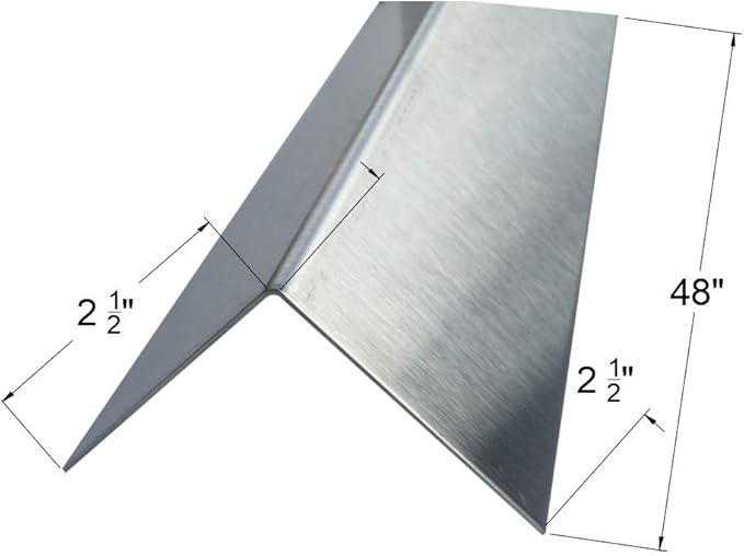 Brushed 304 Stainless Steel Corner Guards, 48" Wall Protectors, 20ga & 16ga, Available in 1/2" to 4", Multi-Pack Options (1, 2, 5, or 10) (2, 2 1/2 x 2 1/2, 20ga, No Hug Edges)