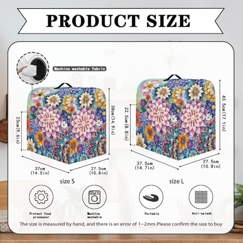 Boho Flower Stand Mixer Covers Compatible with 4.5-5 Quarts Kitchen Aid Stand Mixer Dust Protector Cover Organizers with Handle Pocket Kitchen Decoration