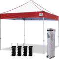 Eurmax USA Standard 10x10ft Patio Pop Up Canopy Tent for Outdoor Events Commercial Instant Canopies with Heavy Duty Roller Bag,Bonus 4 Canopy Sand Bags (Red&White)