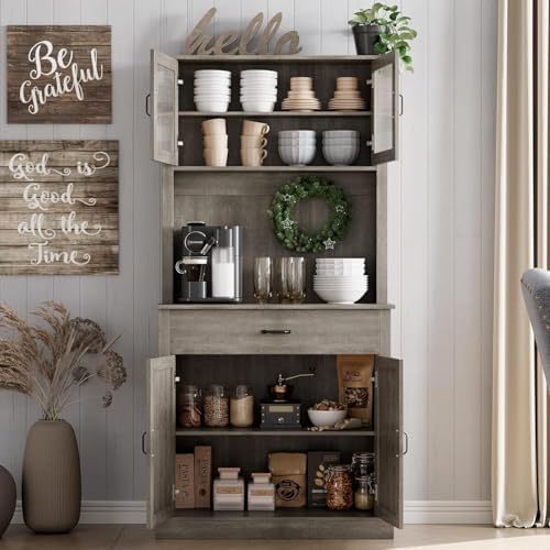IDEALHOUSE Kitchen Pantry Cabinet with Microwave Stand