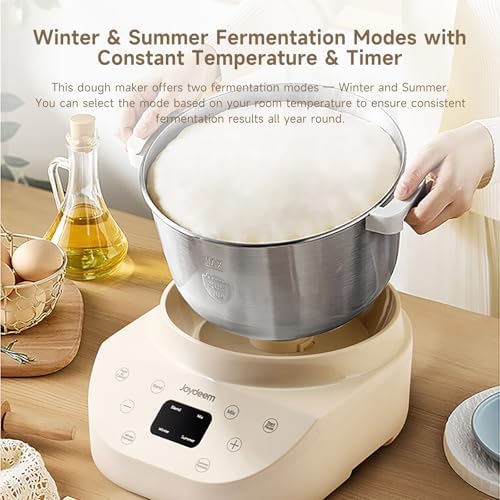 Joydeem Electric Dough Maker, 9.5Qt with Winter & Summer Fermentation, Dual Functions (MIX for Dough/Kneading, BLEND for Filling) - Ideal for Bread, Pizza, Roti, Dumplings, Sourdough, HMJ-A901