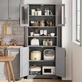 IDEALHOUSE 67-Inch Storage Cabinet with Glass & Wood Doors - 6-Shelf Modern Cupboard with Adjustable Shelves & Magnetic Base for Kitchen Pantry, Living Room, Bookcase，Bathroom Locker