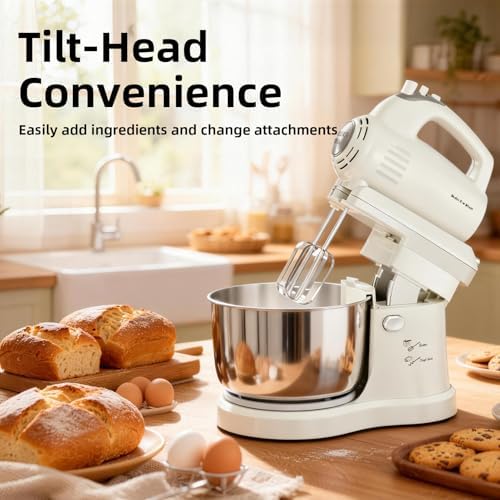 3.2QT 2-in-1 Stand Mixer, White