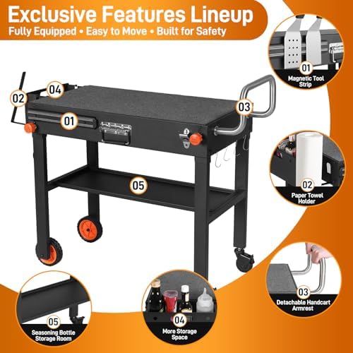 Outdoor Grill Cart - Foldable Grill Table for Blackstone 17"/22" Griddle