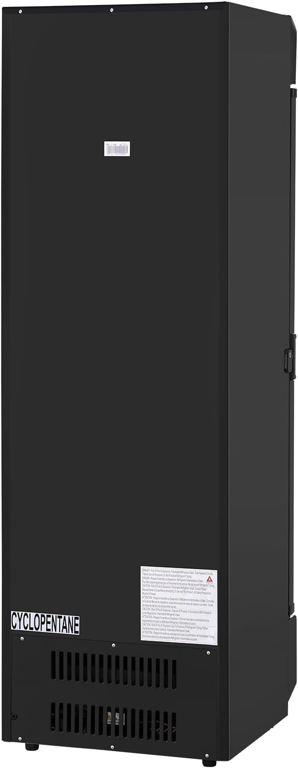 VEVOR Commercial Merchandiser Refrigerator, 13.3 CU.FT Glass Door Display Refrigerator, Beverage Cooler Merchandiser with Adjustable Shelves, Soft LED Light, Customizable Lightbox, Black