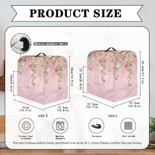 Butterfly with Rose Mixer Cover Compatible with 4-8 Qt Kitchen Aid Mixer Covers Anti-Stain Kitchen Appliance Dust Cover with Handle Pockets