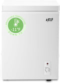 3.5 Cu.Ft Compact Chest Freezer with Removable Basket, Krib Bling Top Door Open Freestanding Deep Freezer with 7 Gears Temperature Adjustment, Ideal for Home, Kitchen & Office, White