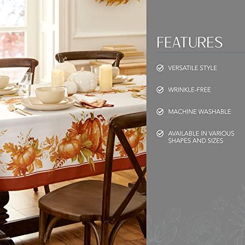 Threadmade Autumn Pumpkin Grove Fall Rectangle Tablecloth, Multicolor - 60" W x 144" L