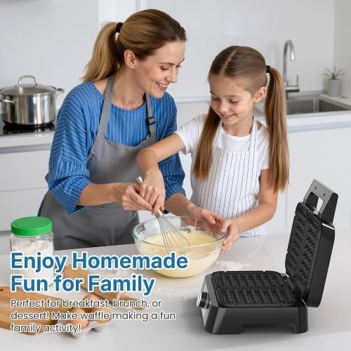 2-Slice Waffle Iron, Waffle Maker with Adjustable Browning Control