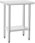 HARDURA Stainless Steel Work Table Commercial 18×24 Inches Kitchen Prep Table and Heavy Duty Commercial Workbench NSF 430 with Undershelf and Galvanized Legs