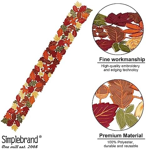 Simplebrand Harvest Fall Table Runner 108 Inches Long for Thanksgiving
