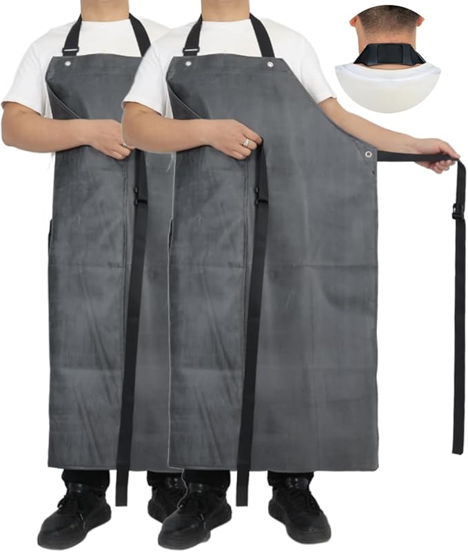 Thick Rubber Apron, Waterproof Apron Butcher Heavy Duty Chemical Resistant Adjustable Work Apron