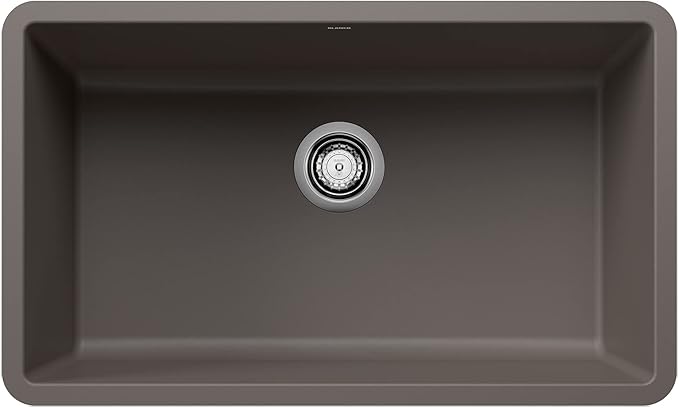 BLANCO 443120 Precis Silgranit 30” Single Bowl Undermount Kitchen Sink, Volcano Gray