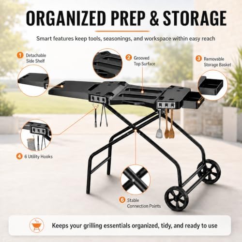 Hisencn 42.5" x 13.3" Outdoor Foldable Grill Stand for Ninja Woodfire Grill