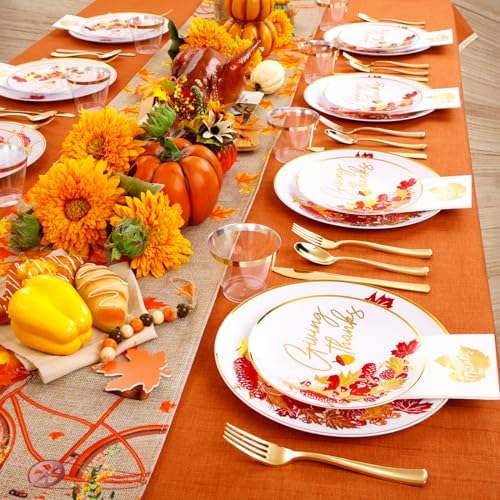 Hioasis 175pcs Thanksgiving Plastic Plates