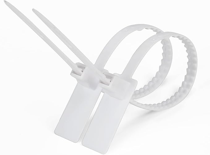 Heavy Duty Plastic Security Seals Self Locking Tamper Evident Shipping Seals Numbered Security Tags 500 PCS (White, 337 mm, 13.2")