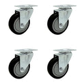 Service Caster Brand Replacement Set for Uline Casters - Swivel Top Plate Casters with 4 Inch Black Polyurethane Wheels - Includes 4 Swivel Casters - Fits Vinyl Basket Truck 24 Bushel