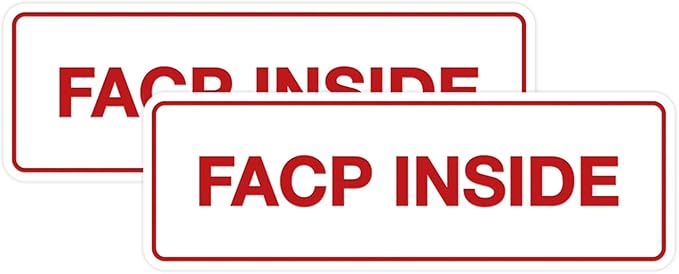 Signs ByLITA Standard FACP Inside Sign | Fire Safety Signage (White/Red) - Medium 2 Pack