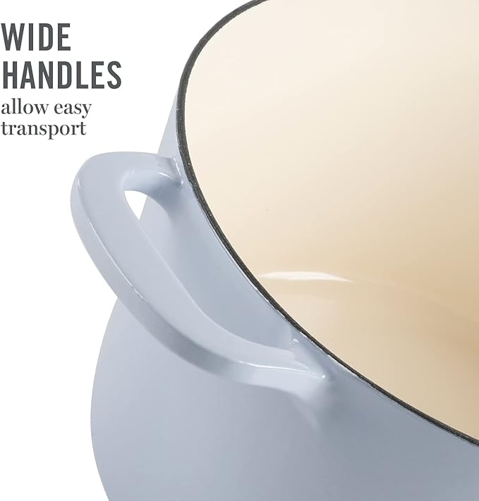 MARTHA STEWART Gatwick 7-Quart Enamel Cast Iron Dutch Oven Pot with Lid – Lavender Purple – Durable Heavy-Duty Dutch Oven for Slow Cooking, Braising & Baking