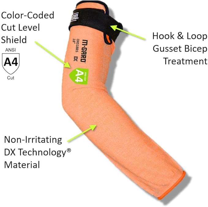 MAGID Cut Resistant Protective Arm Sleeves with Thumb Slot, 1 Pair, Orange I Thumbslot: No, 22"