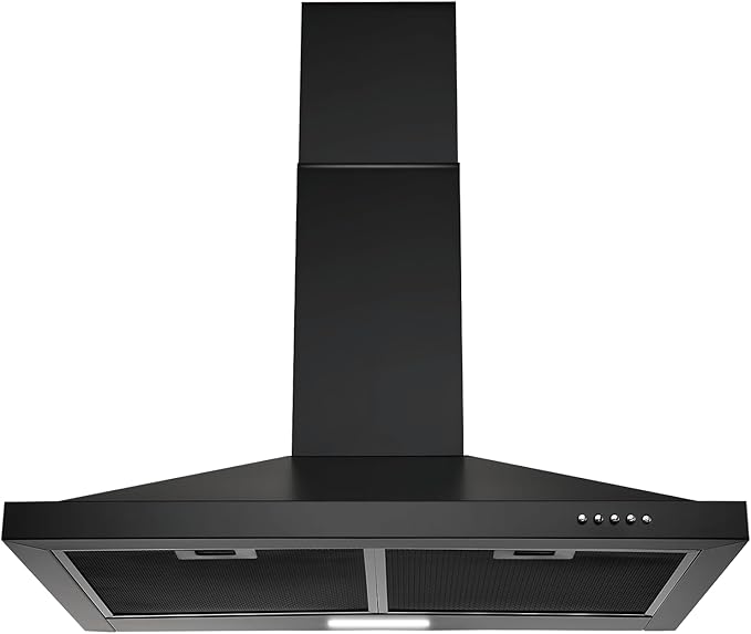 SNDOAS Black Range Hood 30 inch,Hood Vents for Kitchen with Ducted/Ductless Convertible,Vent Hoods 30 inch,Wall Mount Ductless Range Hood,Stainless Steel Kitchen Vent Hood with LED Light