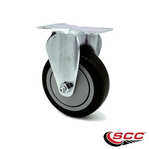 Service Caster Brand Replacement Caster for Uline Caster H-5539R-Rigid Top Plate Caster with 4 Inch Black Polyurethane Wheel-Light Duty Replacement Caster-Fits Carts, Dollies and Poly Box Truck H-1956
