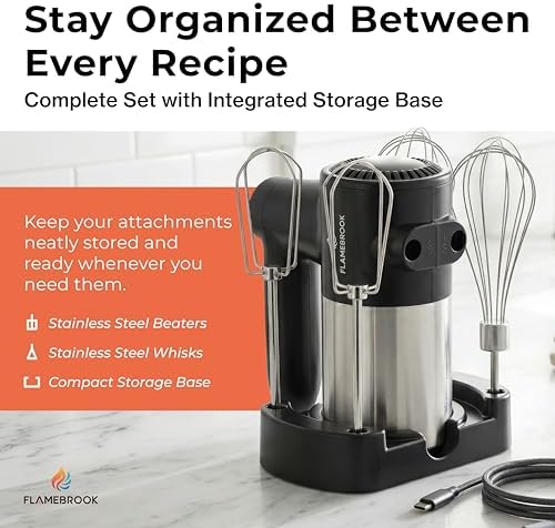 Cordless Hand Mixer | Rechargeable 7-Speed Electric, Black