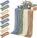 8 Pcs Sage Green Dusty Blue Khaki Cheesecloth Table Runner 118"