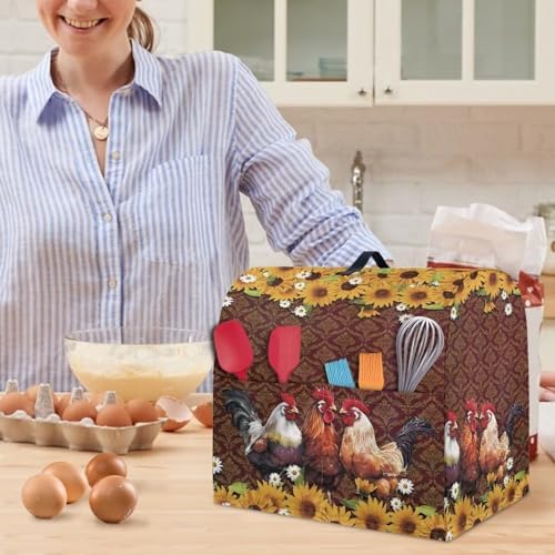 3D Rooster and Sunflower Stand Mixer Cover Waterproof Mixer Dust Cover Fits All Tilt Head & Bowl Lift Models Kitchen Aid Mixer Covers Protector