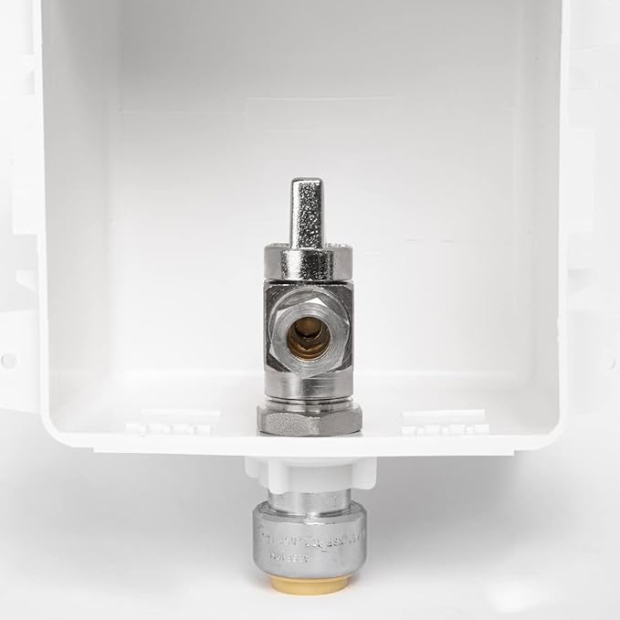 EFIELD Pre-Assembled Dishwasher Outlet Box, 1/2-Inch Push-Fit Inlet Connection with Installed 1/4-Turn Stop Angle Valve, Chrome Plated,(DW005)