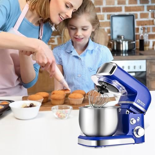 Kitchen in the box Stand Mixer,3.2Qt Mini Electric Food Mixer,6 Speeds Portable Lightweight Kitchen Mixer for Daily Use with Egg Whisk,Dough Hook,Flat Beater (Reflex Blue)