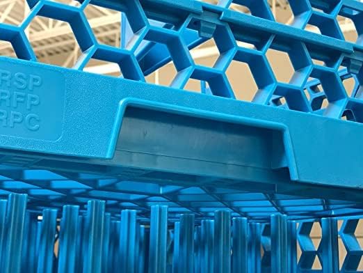 Carlisle FoodService Products OptiClean Plastic 25-Compartment Divided Glass Rack, Blue, 8.72"