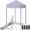 Eurmax USA 5'x5' Pop Up Canopy Tent Commercial Instant Canopies with Heavy Duty Roller Bag,Bonus 4 Sand Weights Bags (Grey)
