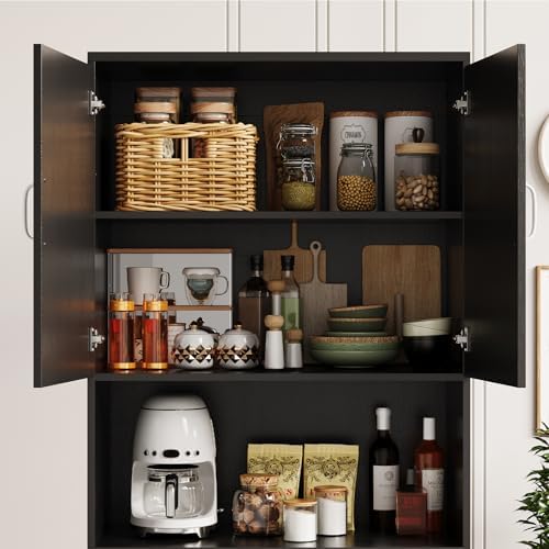 IDEALHOUSE 70" Kitchen Pantry Storage Cabinet with 3 Adjustable Shelves