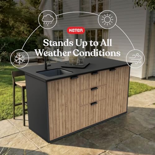 Keter Signature Compact Outdoor Kitchen Island with Sink