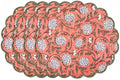 Ridhi Floral Block Print Round Placemats 15 in, Set of 4, Dark Salmon Pink