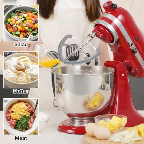 4.5-5QT Stainless Steel Flex Edge Beater for KitchenAid Classic & Artisan Tilt-Head Stand Mixers. Fits for K45SS, KSM75, KSM90. Paddle with Silicone Edges Scraper, Dishwasher Safe.
