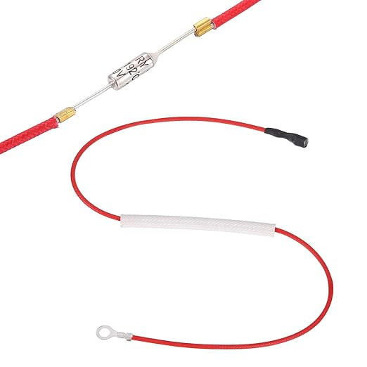 MECCANIXITY Universal Rice Cooker Temperature Fuse, 192°C 10A 250V Metal Thermal Fuse with Terminal and Ring Terminal Fiberglass Sleeving for Electric Pressure Cooker Repair Part